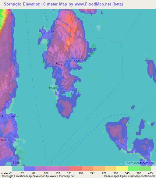 Sorhuglo,Norway Elevation Map