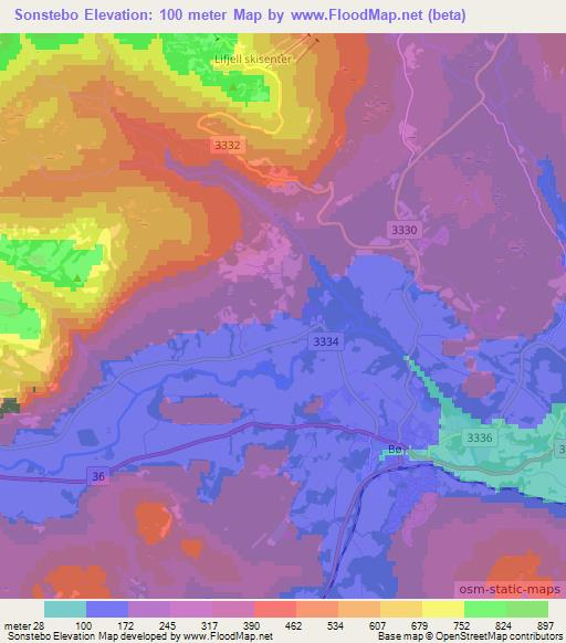 Sonstebo,Norway Elevation Map