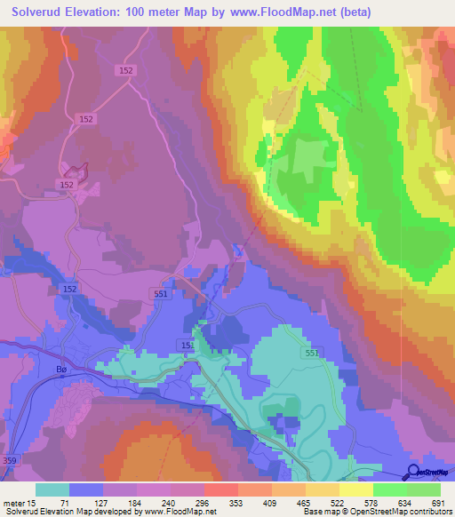 Solverud,Norway Elevation Map