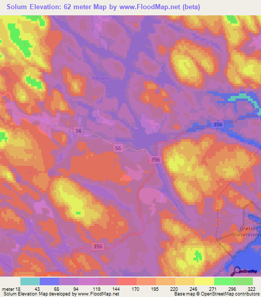 Solum,Norway Elevation Map