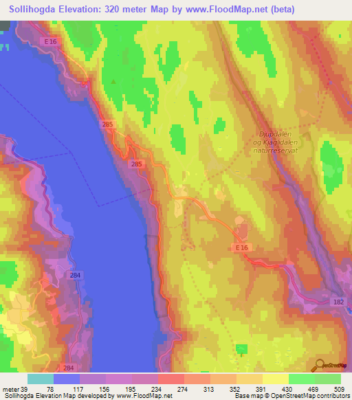 Sollihogda,Norway Elevation Map