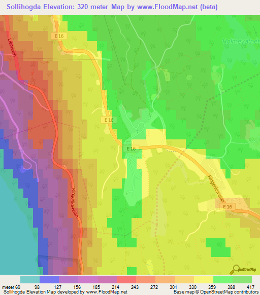 Sollihogda,Norway Elevation Map