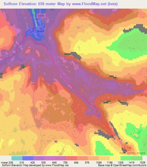 Solfonn,Norway Elevation Map