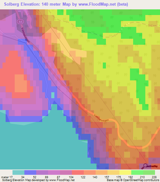 Solberg,Norway Elevation Map