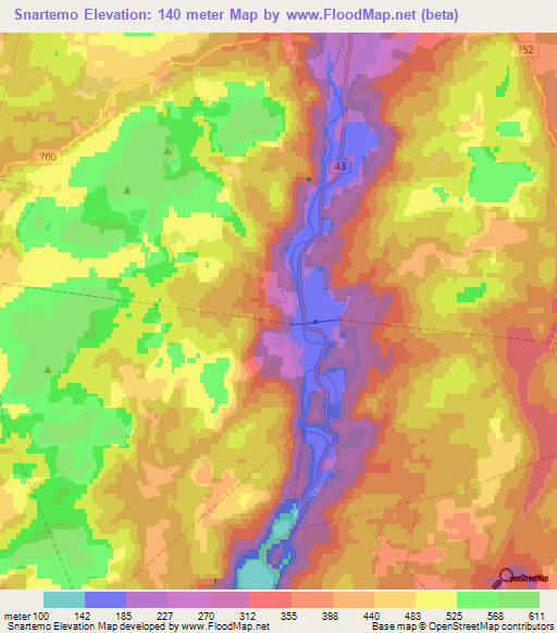 Snartemo,Norway Elevation Map