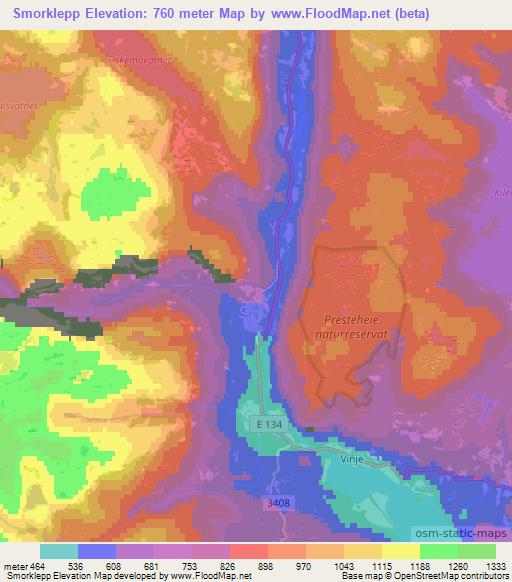 Smorklepp,Norway Elevation Map