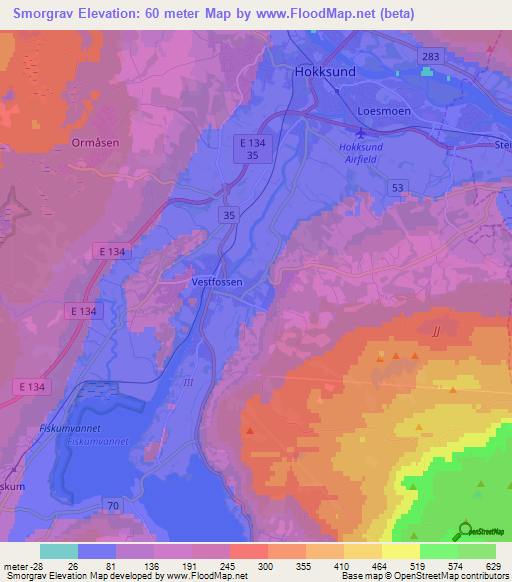 Smorgrav,Norway Elevation Map