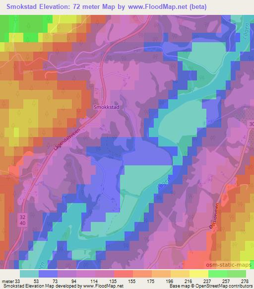 Smokstad,Norway Elevation Map