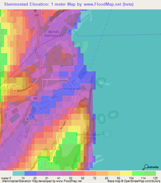 Slemmestad,Norway Elevation Map