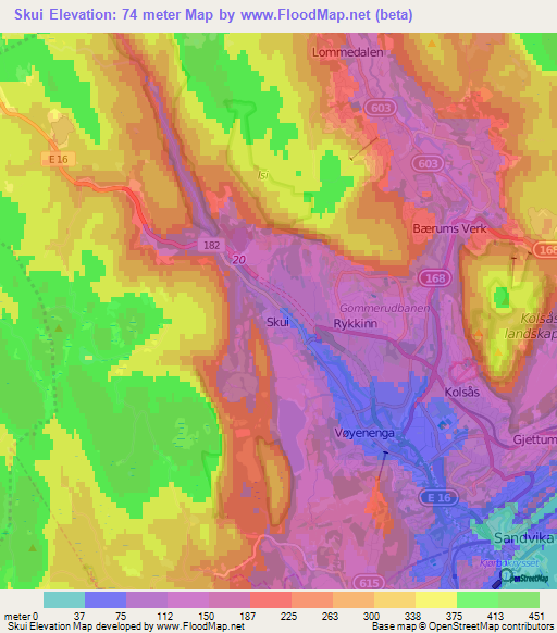 Skui,Norway Elevation Map