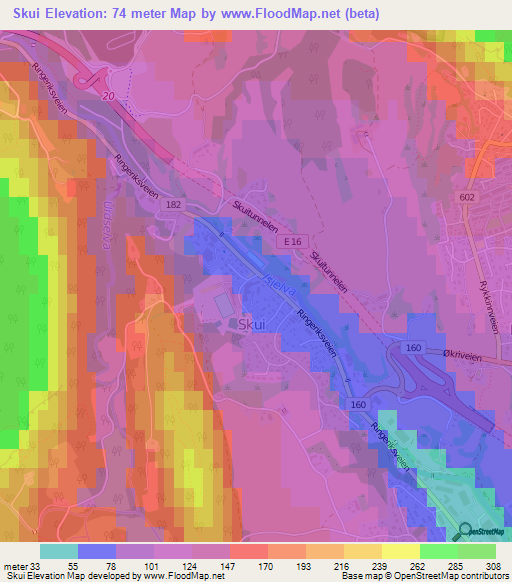 Skui,Norway Elevation Map