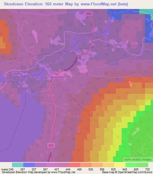 Skredosen,Norway Elevation Map
