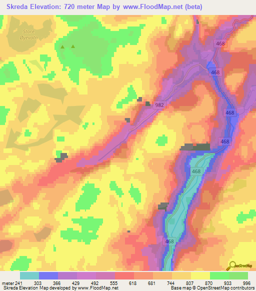 Skreda,Norway Elevation Map