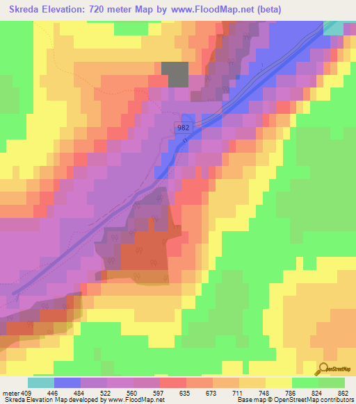 Skreda,Norway Elevation Map