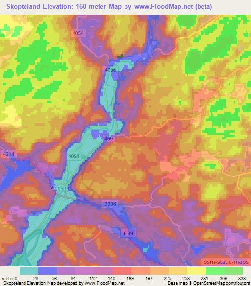 Skopteland,Norway Elevation Map