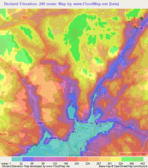 Skoland,Norway Elevation Map