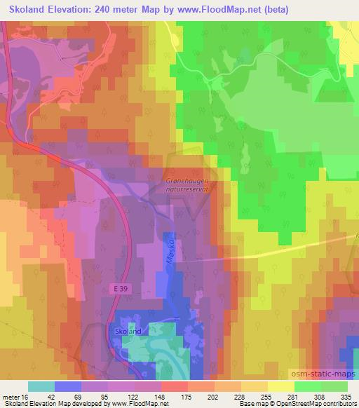 Skoland,Norway Elevation Map