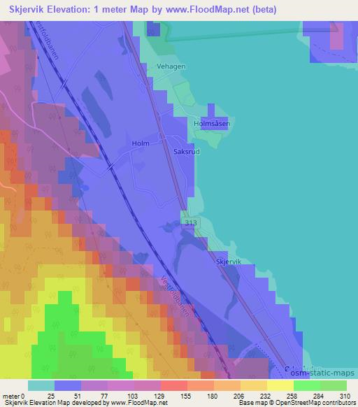 Skjervik,Norway Elevation Map