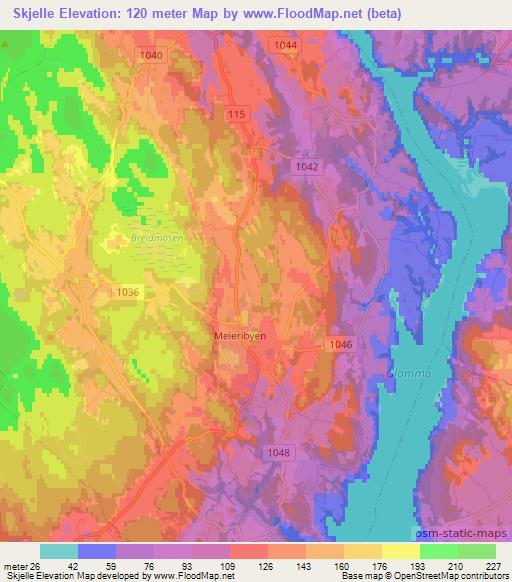 Skjelle,Norway Elevation Map
