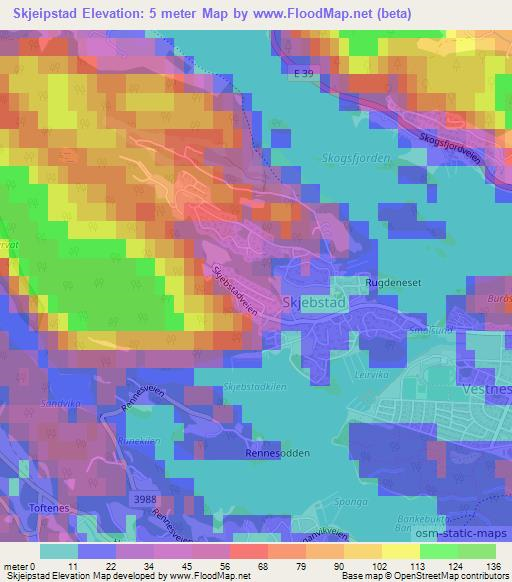 Skjeipstad,Norway Elevation Map