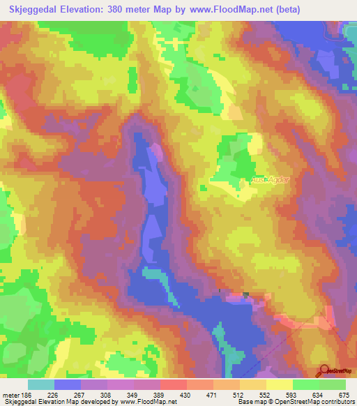 Skjeggedal,Norway Elevation Map