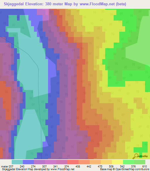 Skjeggedal,Norway Elevation Map