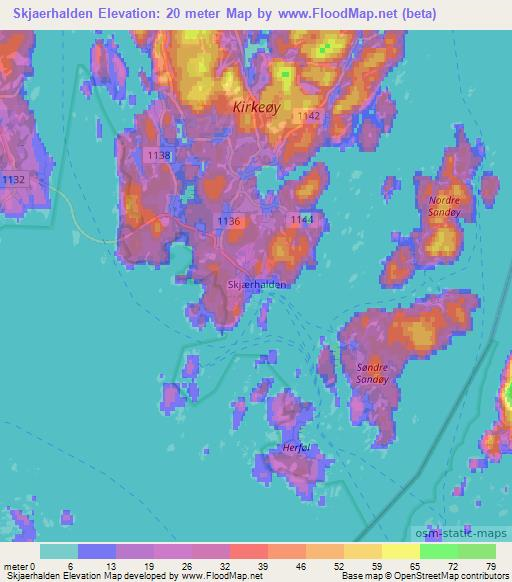 Skjaerhalden,Norway Elevation Map