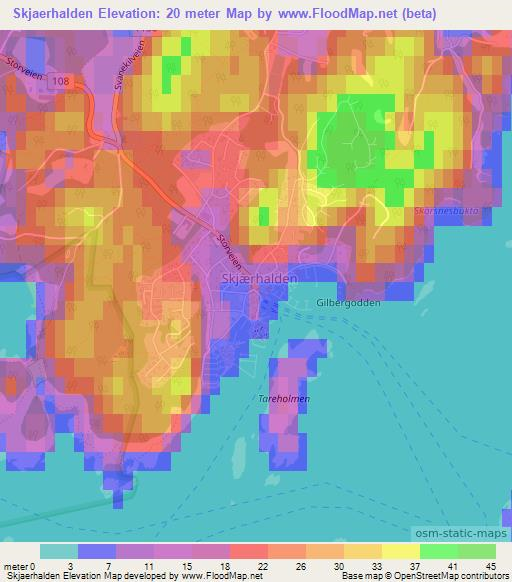 Skjaerhalden,Norway Elevation Map