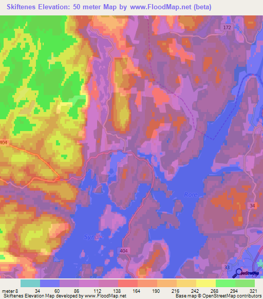 Skiftenes,Norway Elevation Map