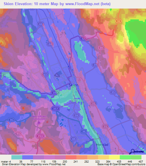 Skien,Norway Elevation Map