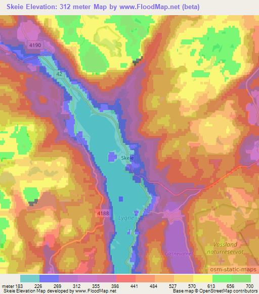Skeie,Norway Elevation Map