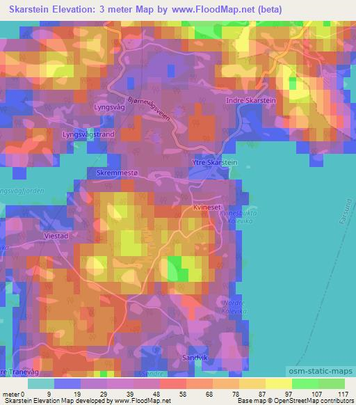 Skarstein,Norway Elevation Map