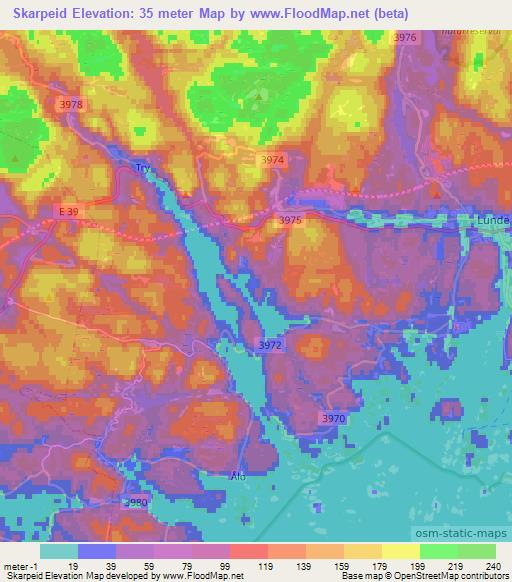 Skarpeid,Norway Elevation Map
