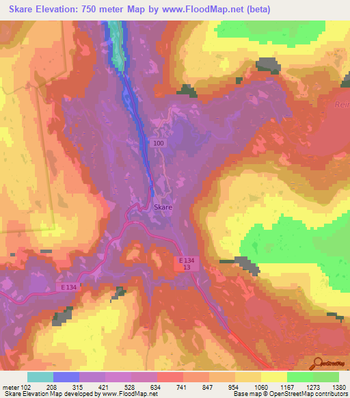 Skare,Norway Elevation Map