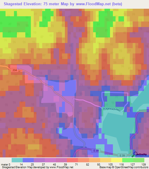 Skagestad,Norway Elevation Map