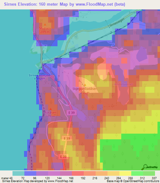 Sirnes,Norway Elevation Map