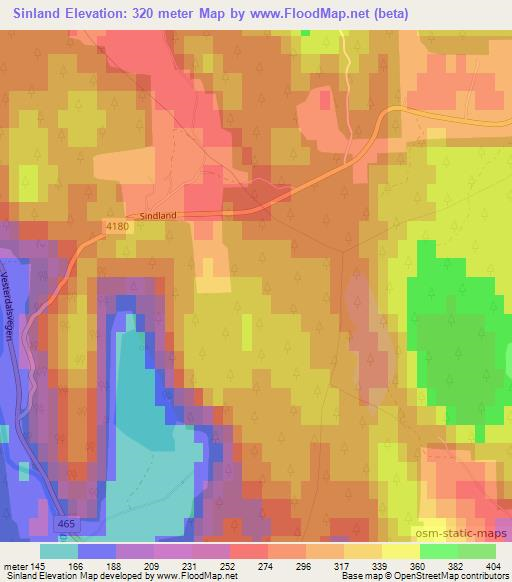 Sinland,Norway Elevation Map