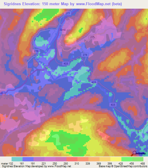 Sigridnes,Norway Elevation Map