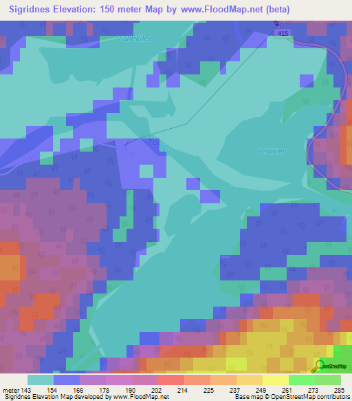 Sigridnes,Norway Elevation Map