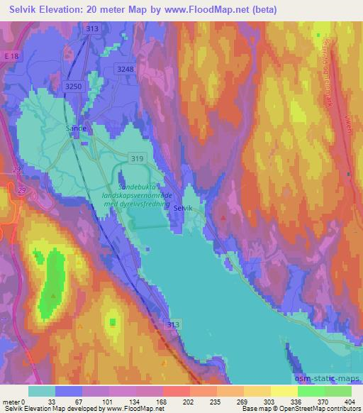 Selvik,Norway Elevation Map