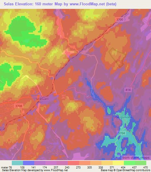Selas,Norway Elevation Map