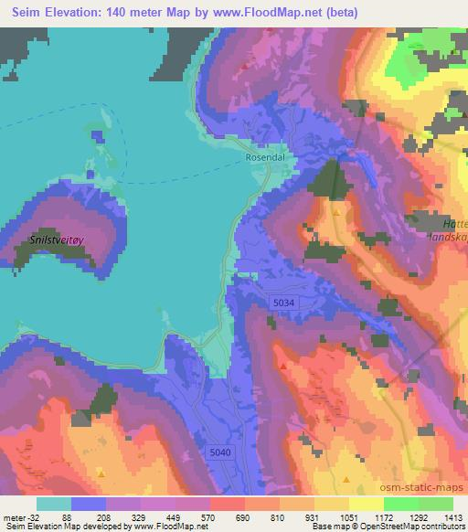 Seim,Norway Elevation Map