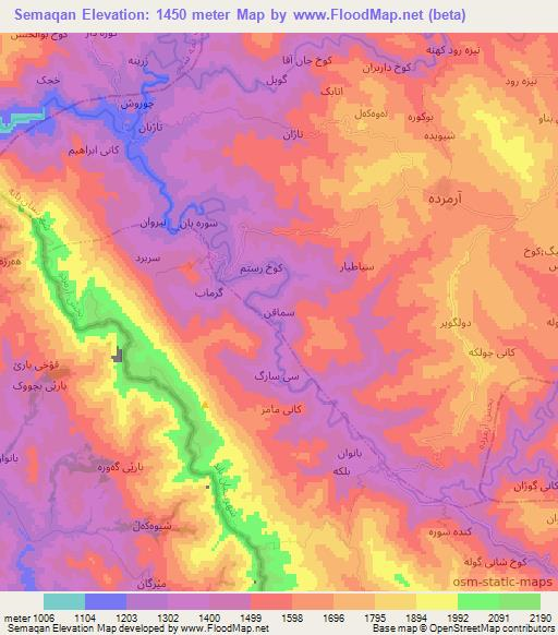 Semaqan,Iran Elevation Map