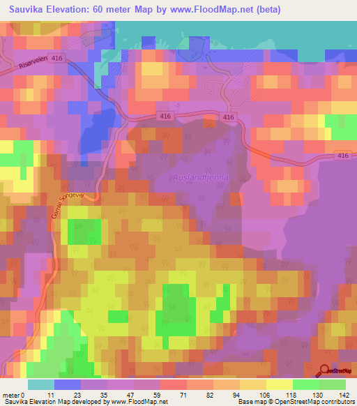 Sauvika,Norway Elevation Map