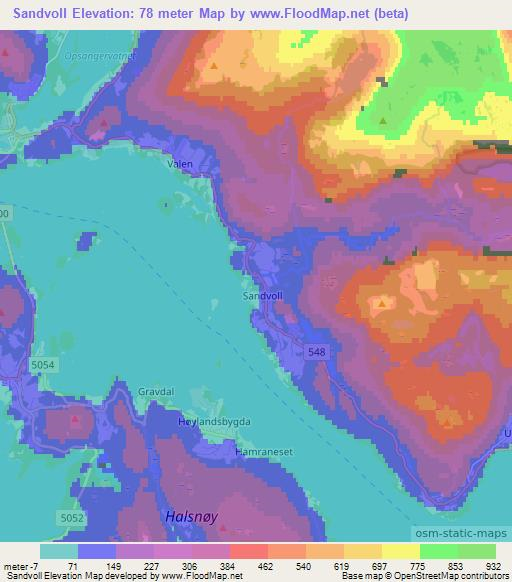 Sandvoll,Norway Elevation Map