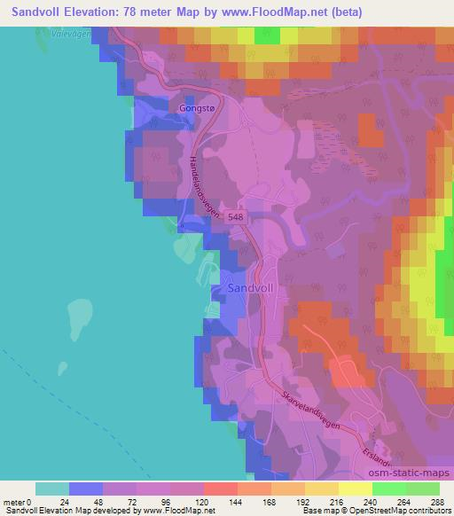 Sandvoll,Norway Elevation Map