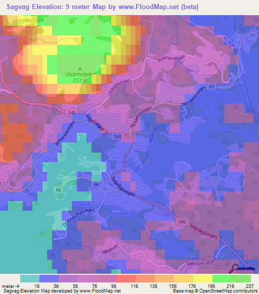 Sagvag,Norway Elevation Map