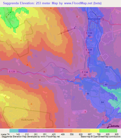 Saggrenda,Norway Elevation Map