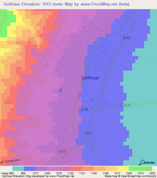 Golhisar,Turkey Elevation Map