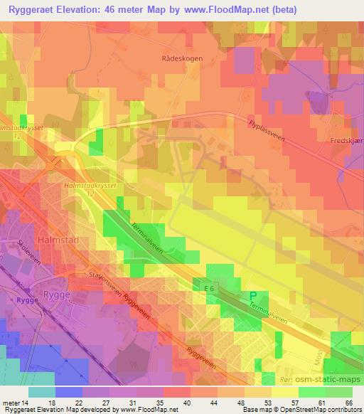 Ryggeraet,Norway Elevation Map